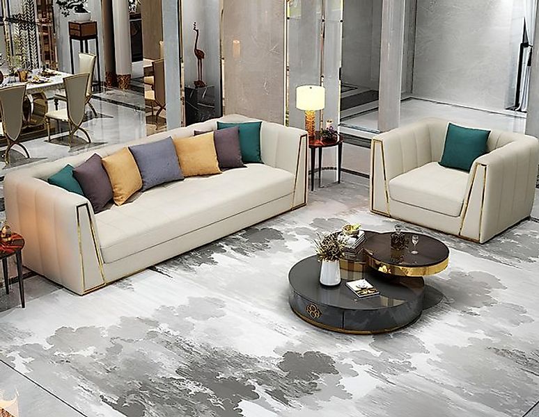 Xlmoebel Sofa Exklusive Edelstahlmöbel-Set mit Hocker, Sofa und Polstergarn günstig online kaufen