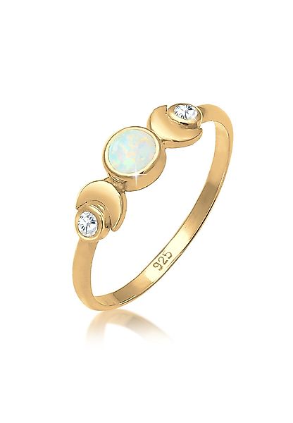 Elli Fingerring Halbmond Zirkonia Synthetischer Opal günstig online kaufen