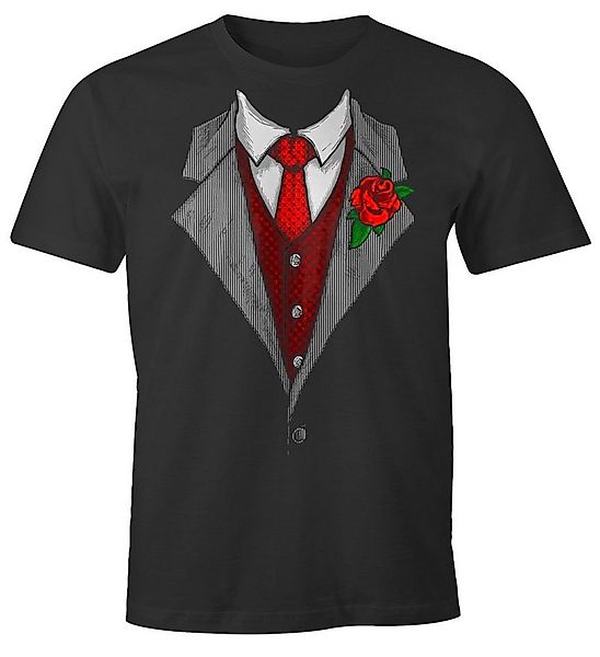 MoonWorks Print-Shirt Herren T-Shirt Anzug Schlips Krawatte aufgedruckt Fun günstig online kaufen