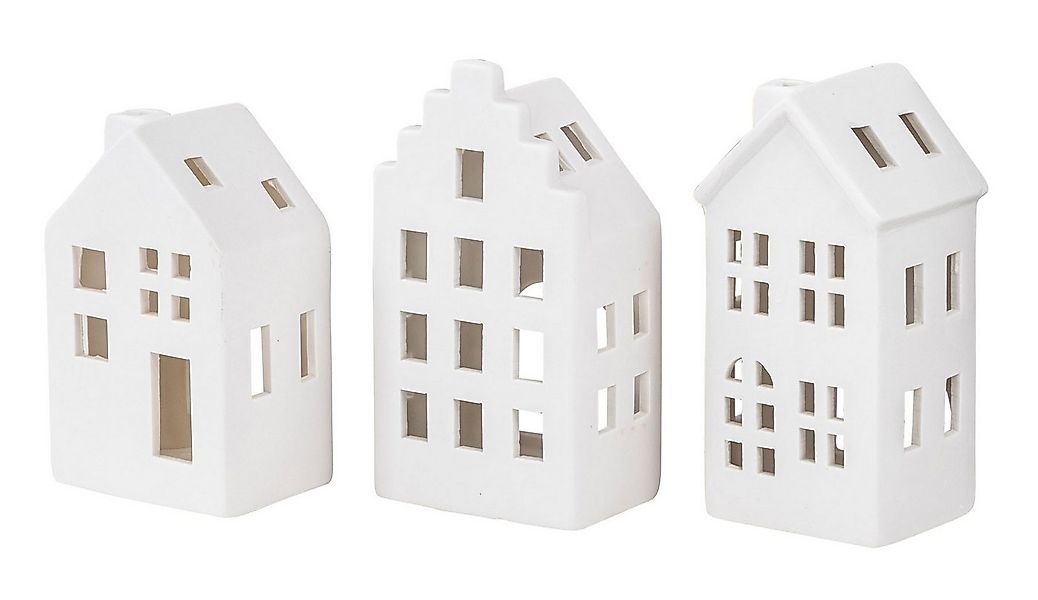 Levandeo® Teelichthalter, 3er Set Teelichthalter Haus Weiß Keramik Kerzenha günstig online kaufen