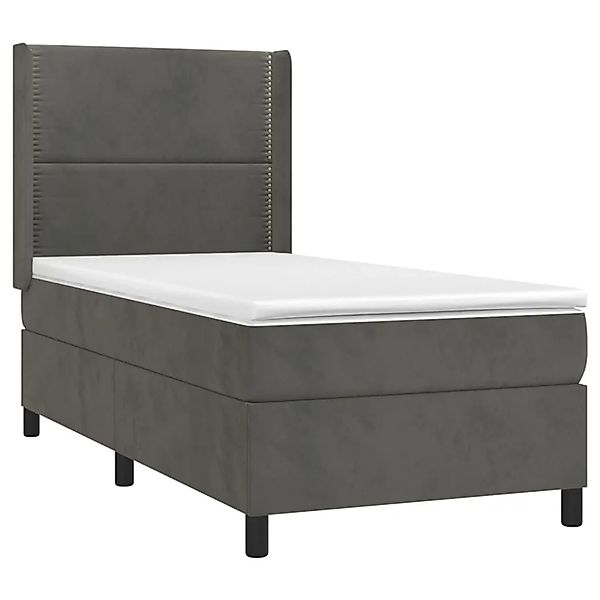 vidaXL Boxspringbett mit Matratze & LED Dunkelgrau 80x200 cm Samt 3139470 günstig online kaufen