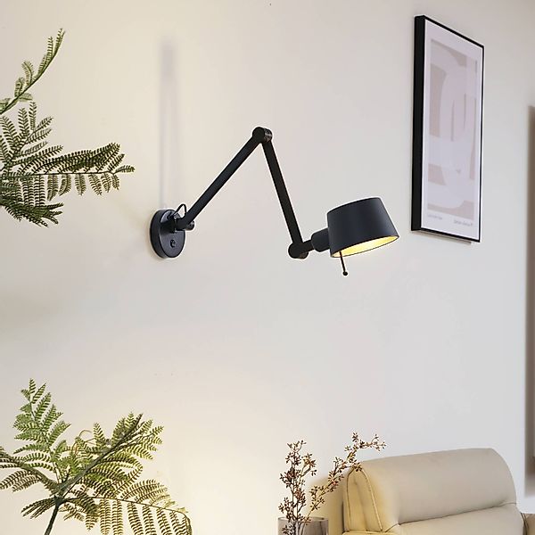 Lucande Wandleuchte Silka, 94 cm, schwarz, verstellbar, E27 günstig online kaufen