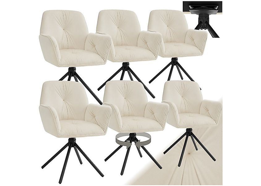 tectake Esszimmerstuhl Drehbarer Armlehnstuhl Daya, in Samtoptik, gepolster günstig online kaufen