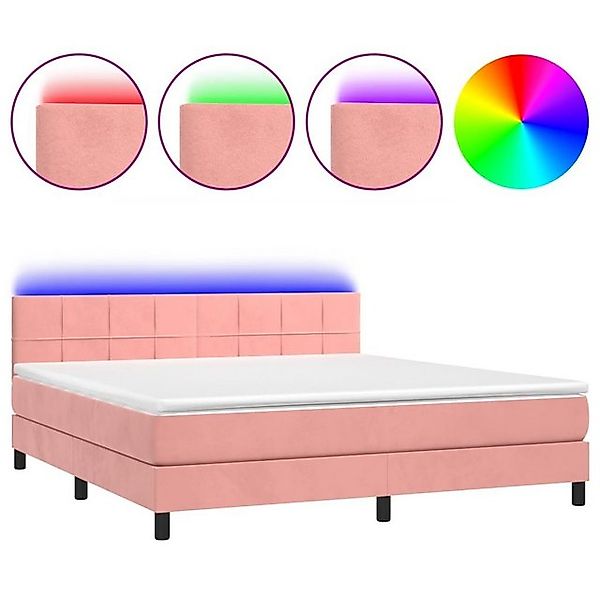 vidaXL Boxspringbett Boxspringbett mit Matratze LED Rosa 180x200 cm Samt Be günstig online kaufen