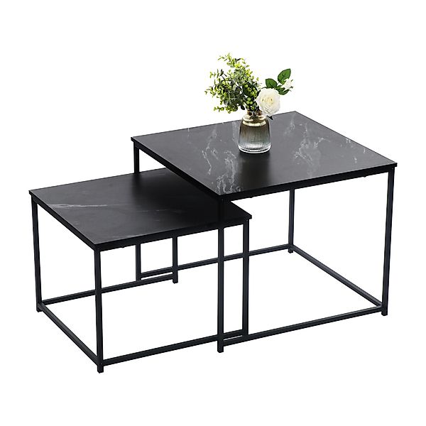 KAHOO Couchtisch Kaffeetisch mit Marmormuster (2er-Set), günstig online kaufen