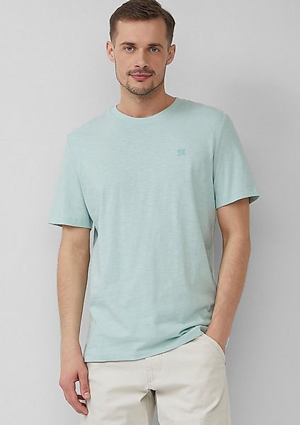 s.Oliver Kurzarmshirt T-Shirt T-Shirt mit Flammgarnstruktur und Logo-Print günstig online kaufen