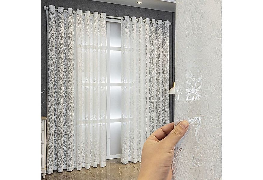 BYSURE Vorhang (2 St), Ösen, halbtransparent, Jacquard-Fensterschirm Sticke günstig online kaufen