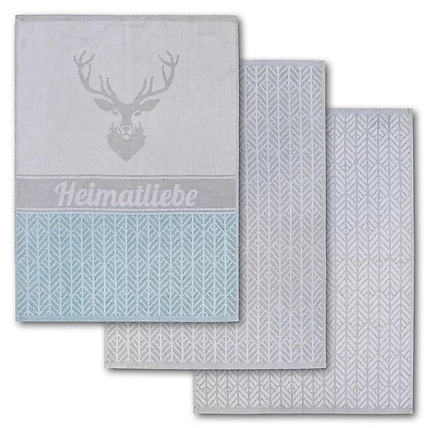Dyckhoff Geschirrtuchset Heimat Grau 50 x 70 cm günstig online kaufen