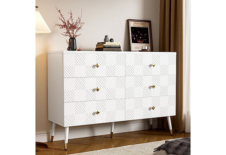 HAUSS SPOLE Sideboard 6-Schubladen 120x40x80cm für Schlafzimmer & Wohnzimme günstig online kaufen