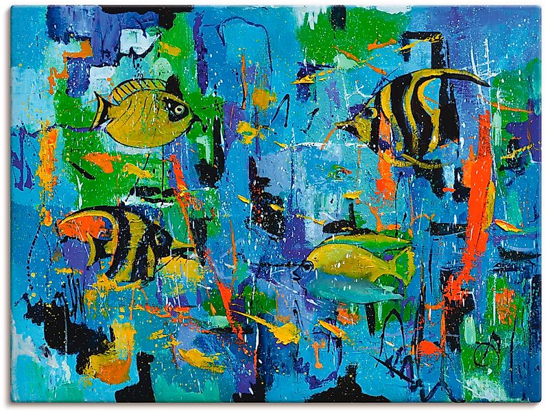 Artland Leinwandbild "Abstrakt Fische Blau", Wassertiere, (1 St.), auf Keil günstig online kaufen