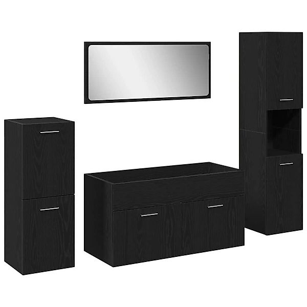 vidaXL Badezimmermöbel Set 4-Tlg Schwarz Eichen-Optik 30 x 30 x 130 cm 3334 günstig online kaufen