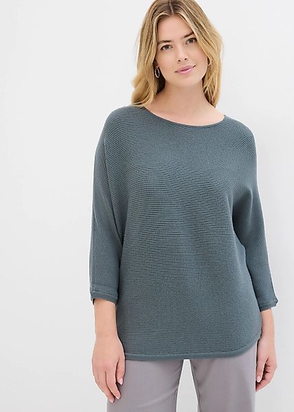 bonprix Strickpullover 1 aus Viskose, mit Rippstruktur, halber Fledermausar günstig online kaufen