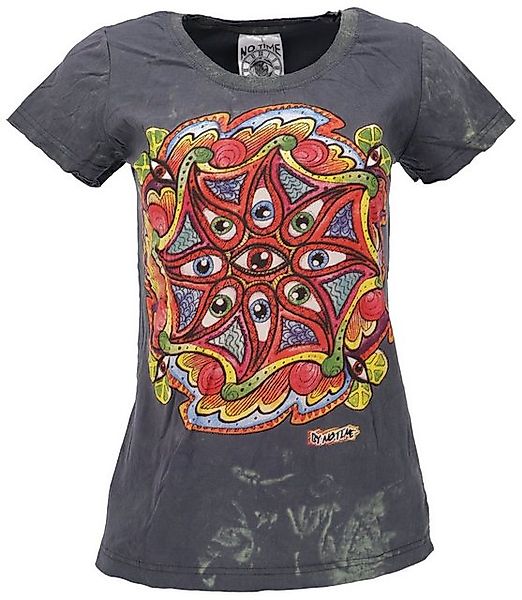 Guru-Shop T-Shirt Mirror T-Shirt - Drittes Auge anthrazit Festival, Goa Sty günstig online kaufen