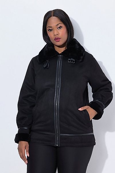 Ulla Popken Outdoorjacke Aviator-Jacke Shearling Lammfelloptik Kragen günstig online kaufen