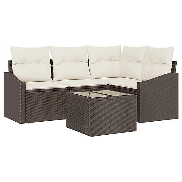 vidaXL Garten-Sofa-Set 5-Tlg Braun Poly Rattan 3346708 günstig online kaufen
