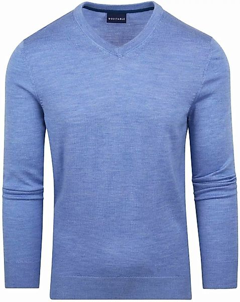 Suitable Merino Pullover V-Ausschnitt Hellblau - Größe L günstig online kaufen