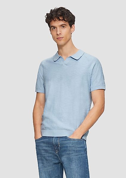 s.Oliver Strickpullover Gestricktes Poloshirt mit Flammgarnstruktur günstig online kaufen