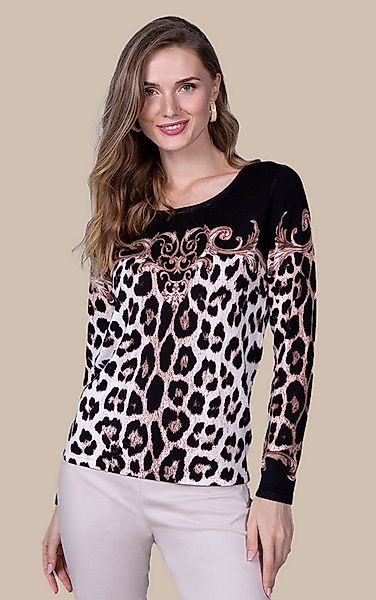 Passioni Strickpullover mit Leo- und Ornament-Muster günstig online kaufen