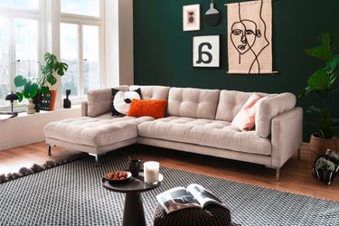Trends by HG Ecksofa "Landau L-Form" in Cord-Stoff mit Metallfuß günstig online kaufen