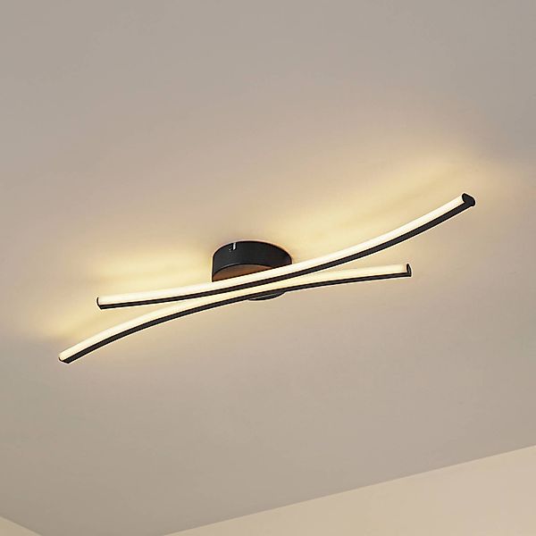 Lindby LED-Deckenleuchte Ravion, 90 cm, schwarz, 3.000 K günstig online kaufen