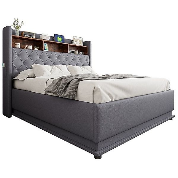 Gotagee Polsterbett Gästebett mit USB Stauraumbett Jugendbett Doppelbett Le günstig online kaufen