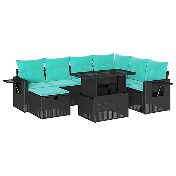 vidaXL 8-Tlg Gartensofa-Set mit Kissen Schwarz Polyrattan 3274997 günstig online kaufen