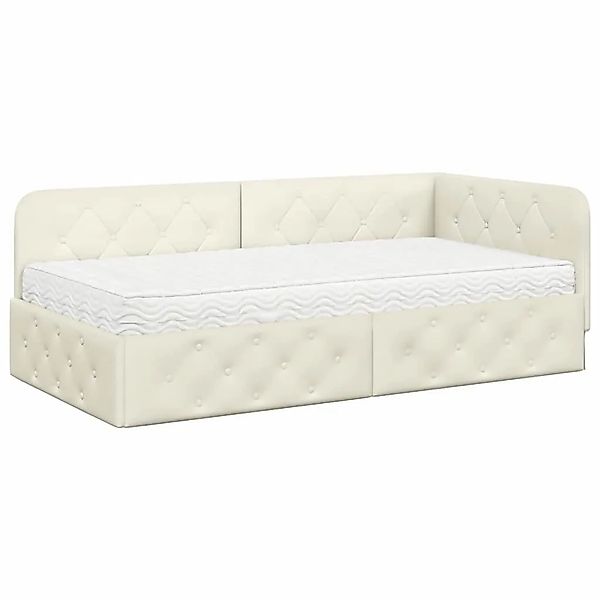 vidaXL Eckbettgestell mit Matratze mit Kopfteil Creme 90 x 200 cm Samt 3394 günstig online kaufen