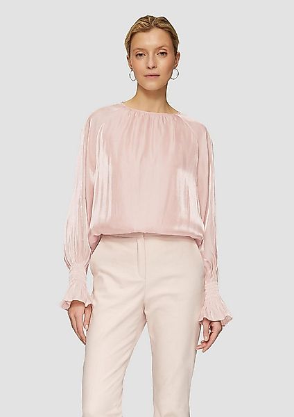 s.Oliver Langarmbluse Bluse Glänzende Viskose-Bluse mit Volantärmeln günstig online kaufen
