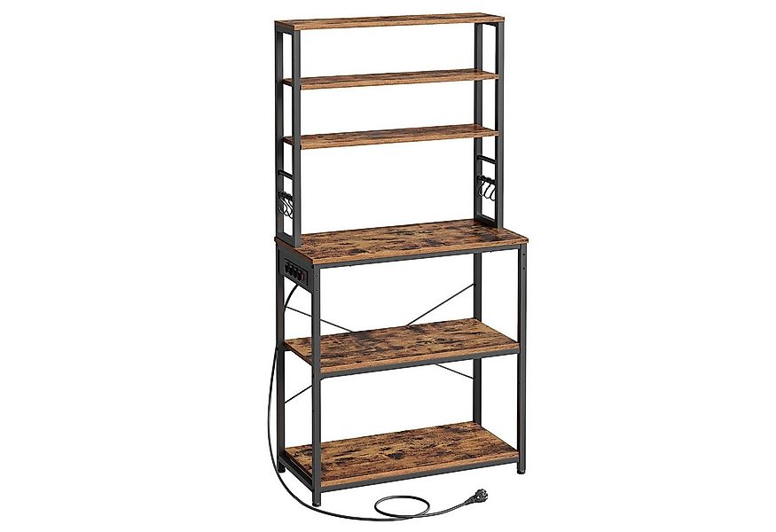 VASAGLE Standregal, mit Steckdosen und 6 Haken, für Mikrowelle, Stahlrahmen günstig online kaufen