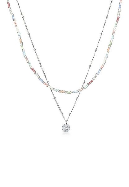 Elli Ketten-Set Layer Glas Beads Pastell Plättchen Anhänger 925 Sterling Si günstig online kaufen