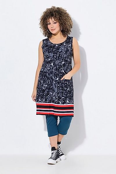 Ulla Popken Minikleid Jerseykleid bedruckt A-Linie Rundhals ärmellos günstig online kaufen