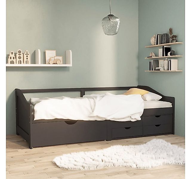 vidaXL Gästebett Tagesbett Gästebett 3-Sitzer mit Schubladen Grau Kiefernho günstig online kaufen
