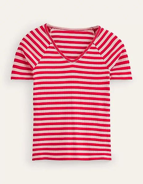 Ada Gestreiftes T-Shirt mit Rippstruktur Damen Boden, Pfirsichhaut, Peppero günstig online kaufen