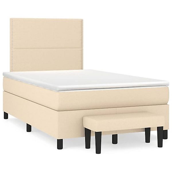 vidaXL Boxspringbett, Boxspringbett mit Matratze Creme 120x200 cm Stoff günstig online kaufen