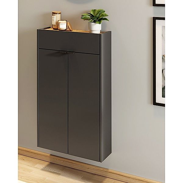Lomadox Schuhschrank ABERDEEN-01 graphit mit Eiche günstig online kaufen