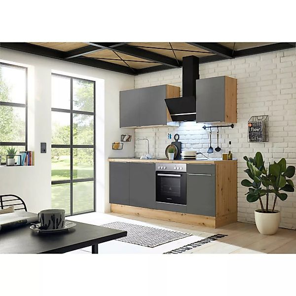 Respekta Küchenblock Marleen grau matt B/H/T: ca. 220x211x60 cm günstig online kaufen