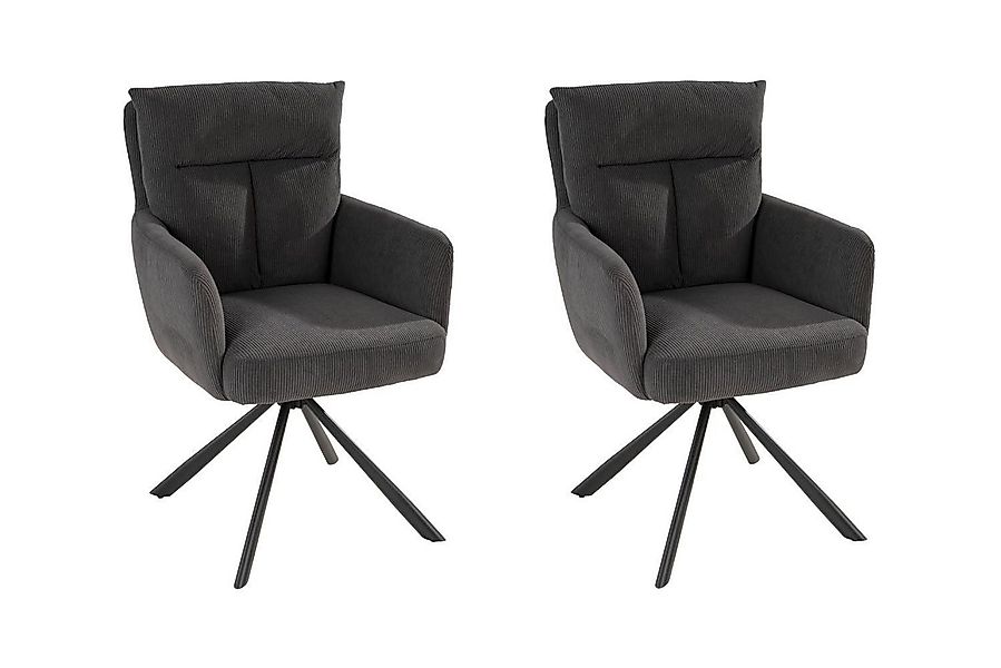 Home4You Polsterstuhl, Dunkelgrau, Cordbezug, Metallgestell, (Set, 2 St), 1 günstig online kaufen