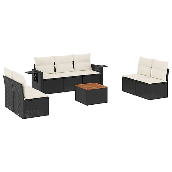 vidaXL 8-Tlg Garten-Sofagarnitur mit Kissen Schwarz Poly Rattan 3256847 günstig online kaufen