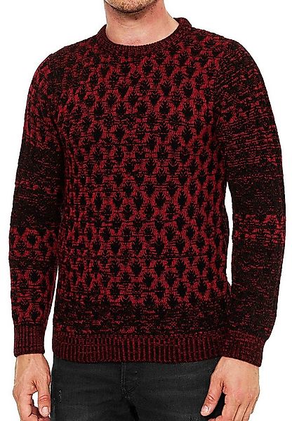 R-NEAL Rundhalspullover Strickpullover Streetwear Kontrast Rundhals Strick günstig online kaufen