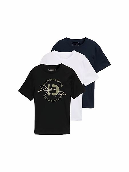 TOM TAILOR Denim T-Shirt, (Packung, 3 tlg.), mit Print günstig online kaufen