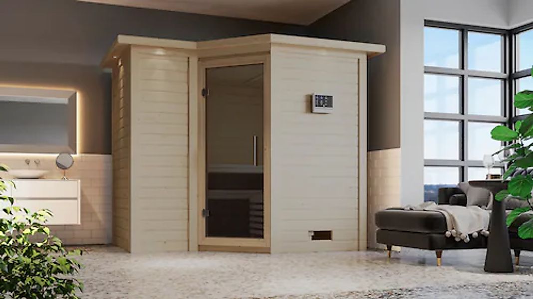 Karibu Sauna »Sanna 2« Set, 9-kW-Bio-Ofen mit externer Steuerung günstig online kaufen