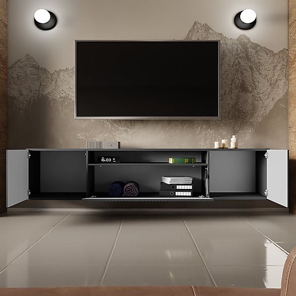 Beautysofa TV-Schrank Moderner Hängeschrank mit gefräster günstig online kaufen