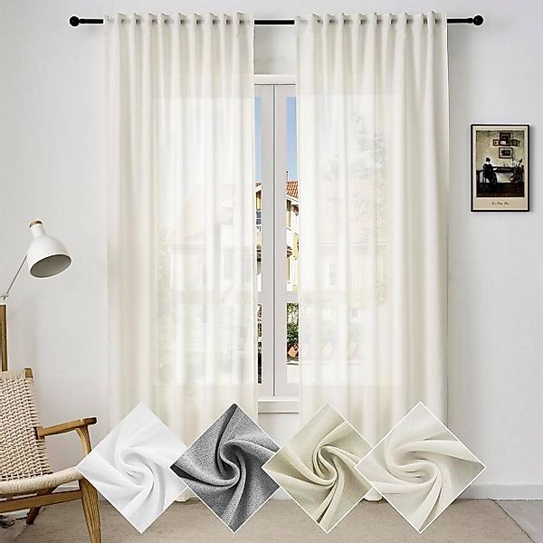 Woltu Gardine, Kräuselband (1 St), halbtransparent, günstig online kaufen