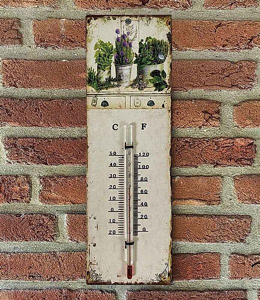 Wandthermometer Kräuter der Provence Thermometer Vintage Nostalgie Blechsch günstig online kaufen
