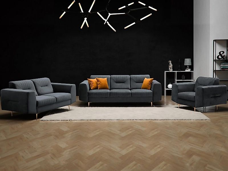 Beautysofa Polstergarnitur im modernen Stil auf hohen Metallbeinen VENEZIA, günstig online kaufen