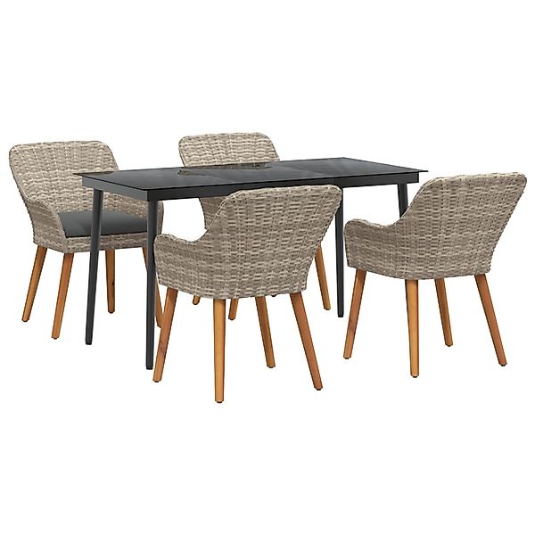 vidaXL Essgruppe 5-Tlg Hellgrau Poly Rattan 3261707 günstig online kaufen