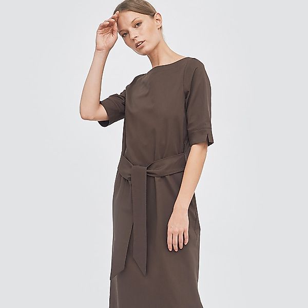 Kleid Aus Gabardine Mit Gürtel günstig online kaufen