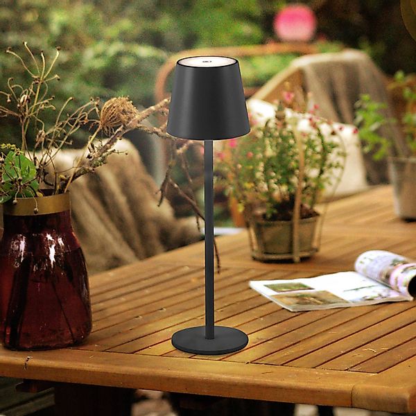 JUST LIGHT. LED-Akku-Tischleuchte Euria, schwarz, Eisen IP54 günstig online kaufen