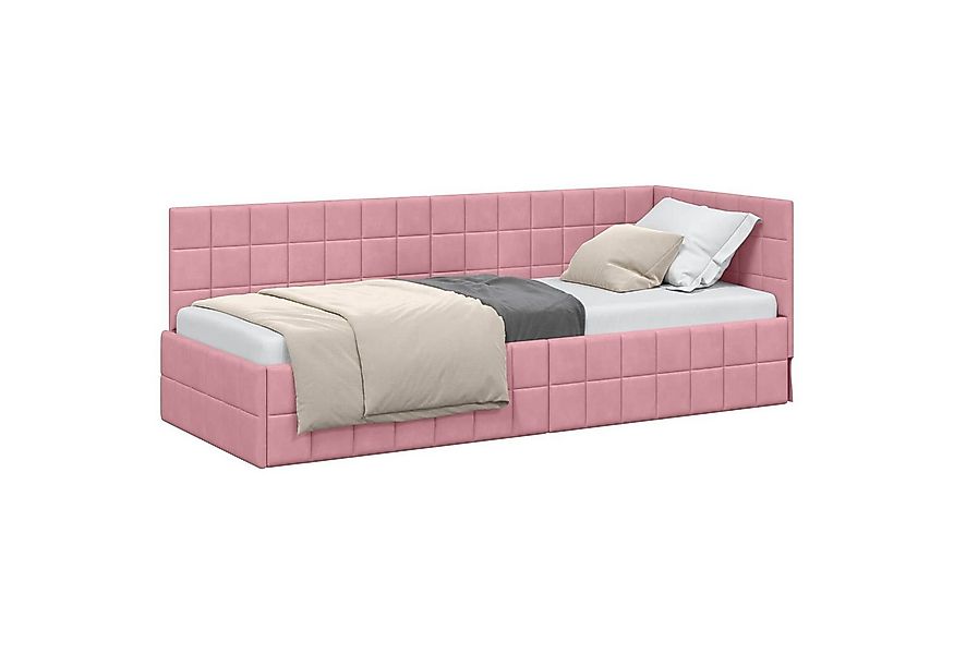 vidaXL Bett Eckbettgestell mit Kopfteil Rosa 80 cm x 200 cm Samt (1-tlg) günstig online kaufen