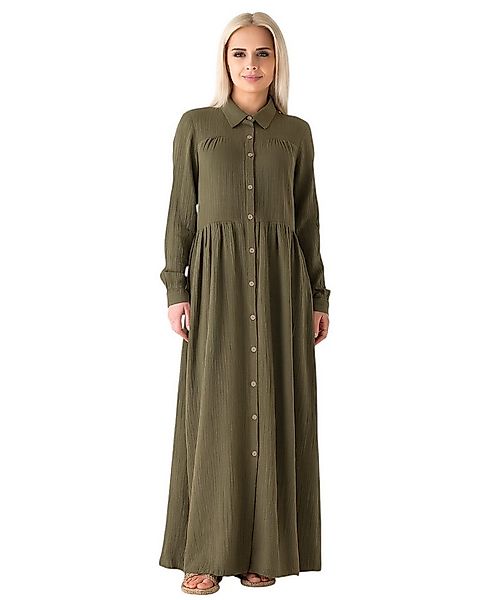 WENOR Sommerkleid Musselin Maxikleid 100% Baumwolle, mit Knopfleiste, 145 c günstig online kaufen